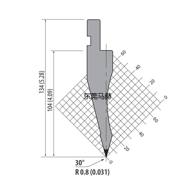 歐洲標(biāo)準(zhǔn)尺寸折彎機(jī)上模具-30度避位尖刀上模